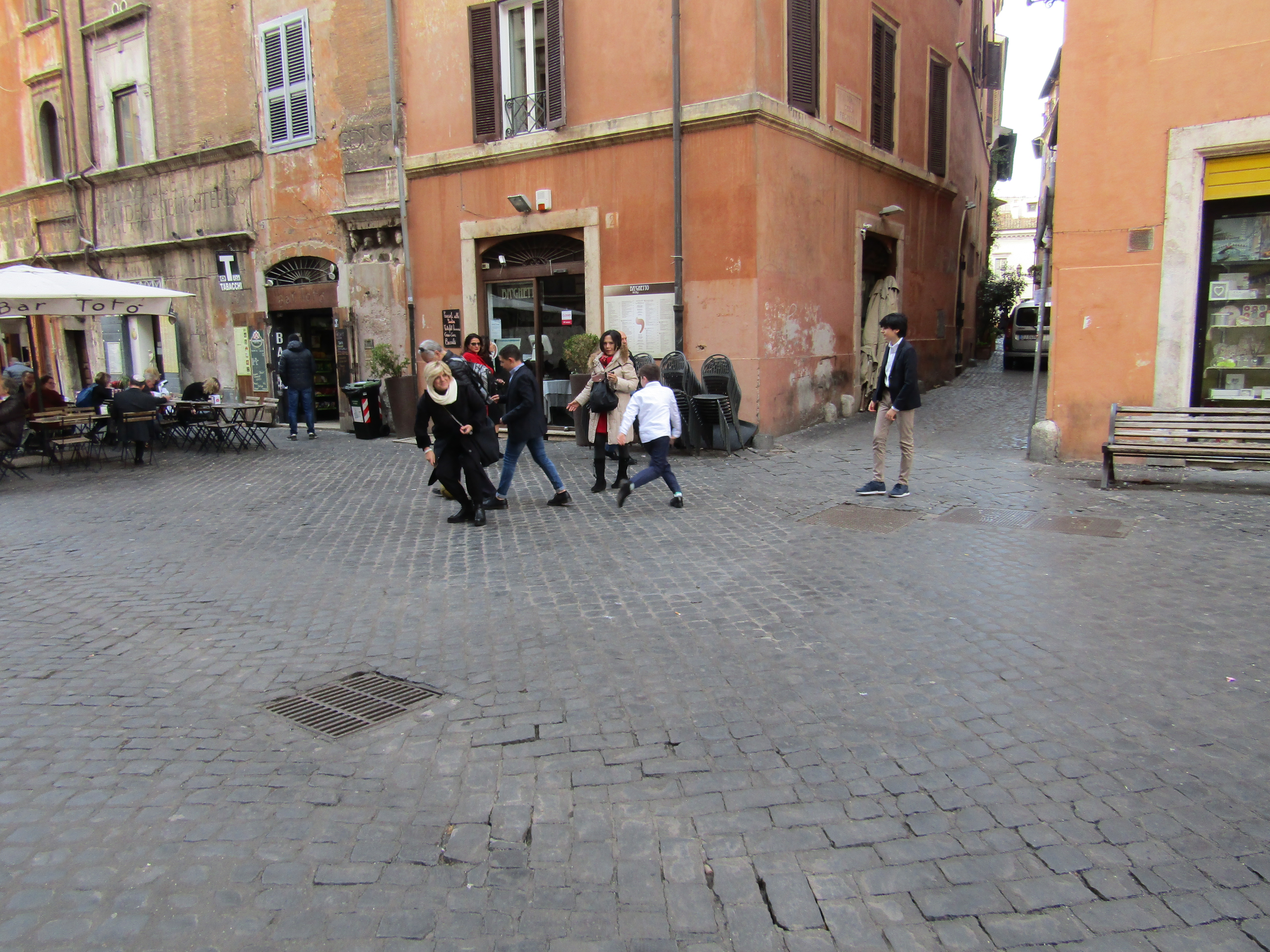 Street football in the Jewish Quarter, Rome